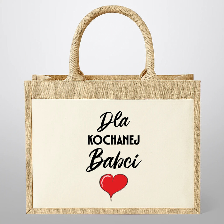 Dla kochanej babci - Torba z juty na prezent