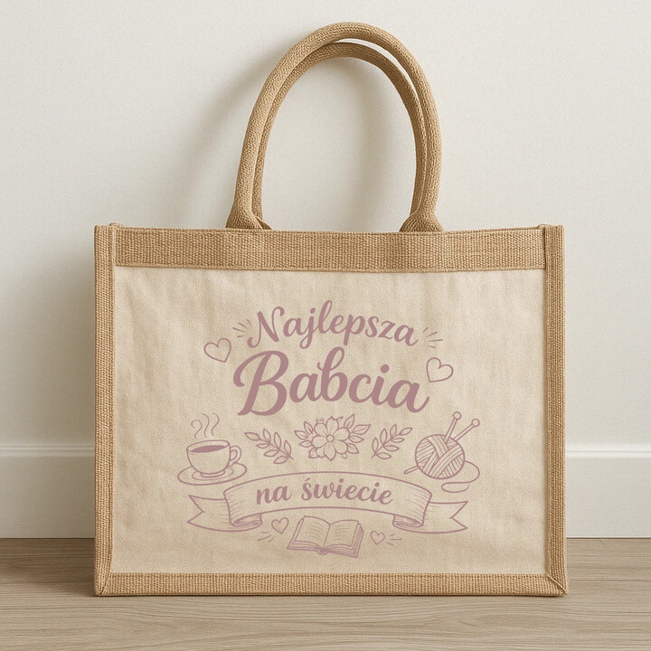 Najlepsza babcia na świecie - Torba z juty na prezent