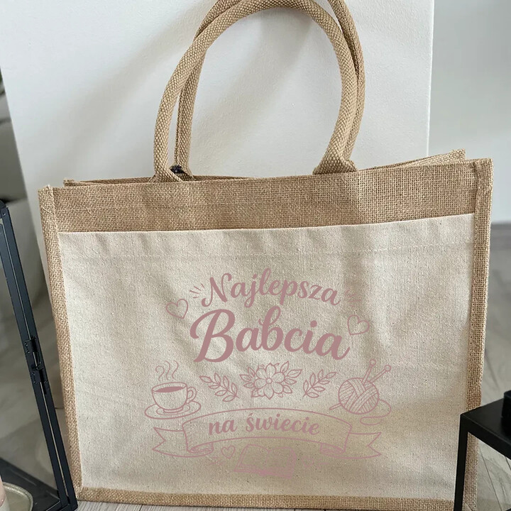 Najlepsza babcia na świecie - Torba z juty na prezent