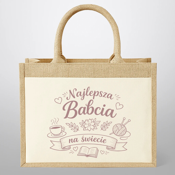 Najlepsza babcia na świecie - Torba z juty na prezent