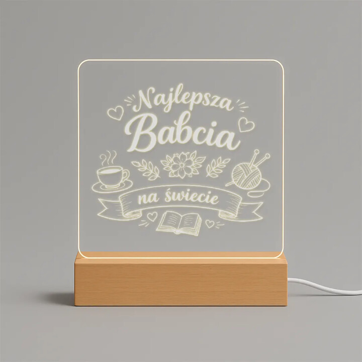 Najlepsza babcia na świecie - lampka led z grawerem