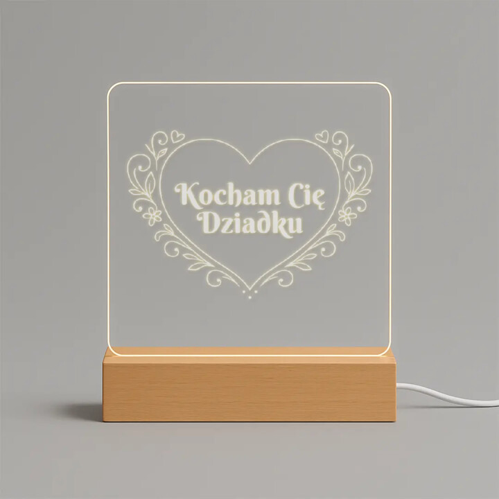 Kocham Cię Dziadku - lampka led z grawerem