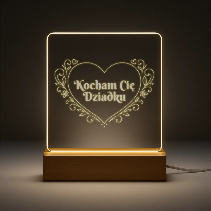 Kocham Cię Dziadku - lampka led z grawerem