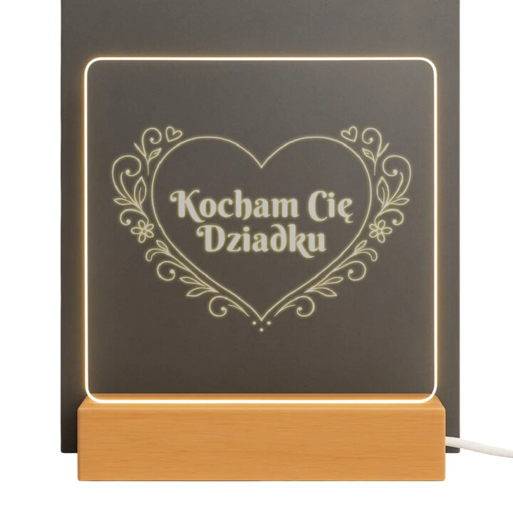Kocham Cię Dziadku - lampka led z grawerem