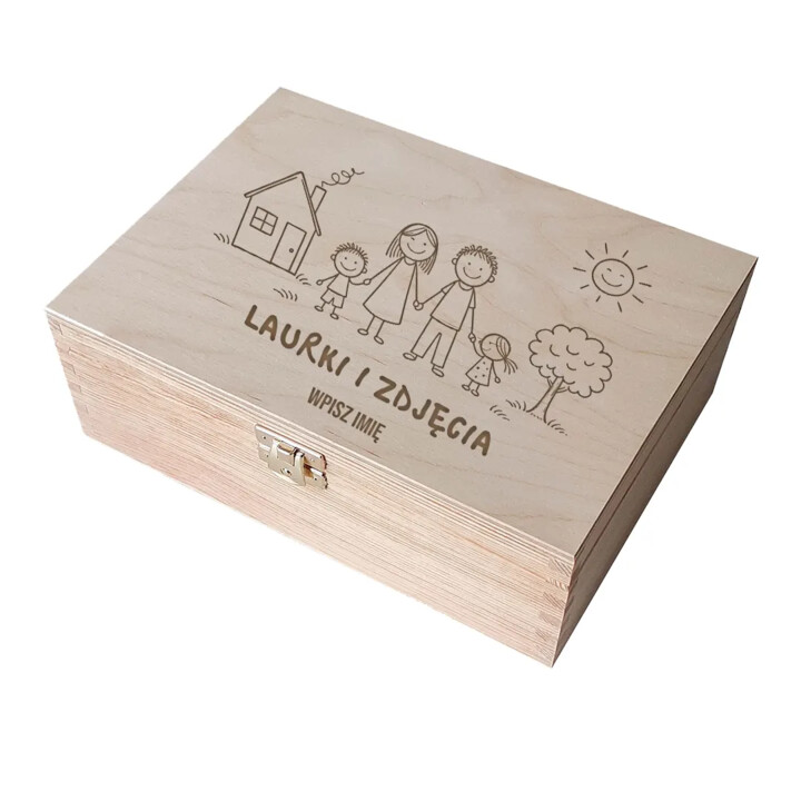 Laurki i Zdjęcia - drewniane pudełko z grawerem na prezent - produkt personalizowany