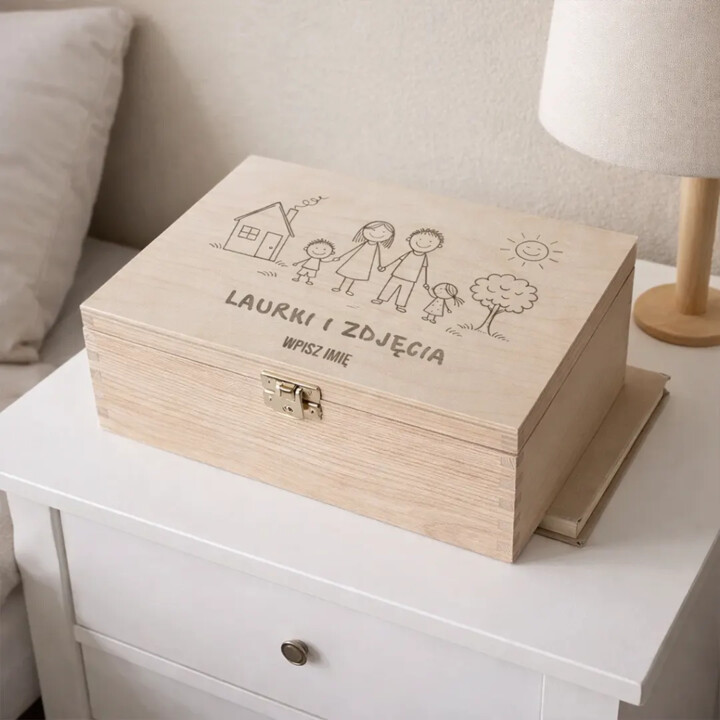 Laurki i Zdjęcia - drewniane pudełko z grawerem na prezent - produkt personalizowany