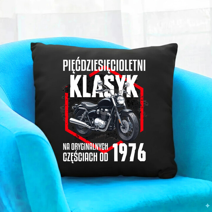 Pięćdziesięcioletni klasyk - na oryginalnych częściach od 1976 - czarna poduszka na prezent