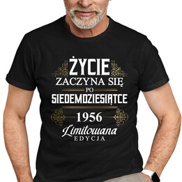 Życie zaczyna się po siedemdziesiątce 1956 Limitowana edycja - męska koszulka na prezent