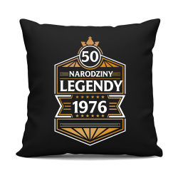 50 lat - Narodziny legendy 1976 v2 - czarna poduszka na prezent