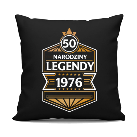 50 lat - Narodziny legendy 1976 v2 - czarna poduszka na prezent