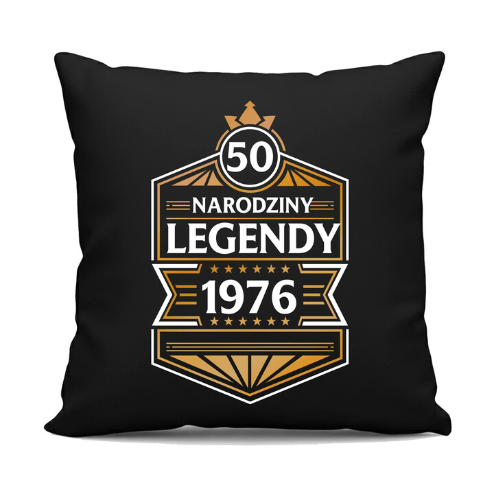 50 lat - Narodziny legendy 1976 v2 - czarna poduszka na prezent