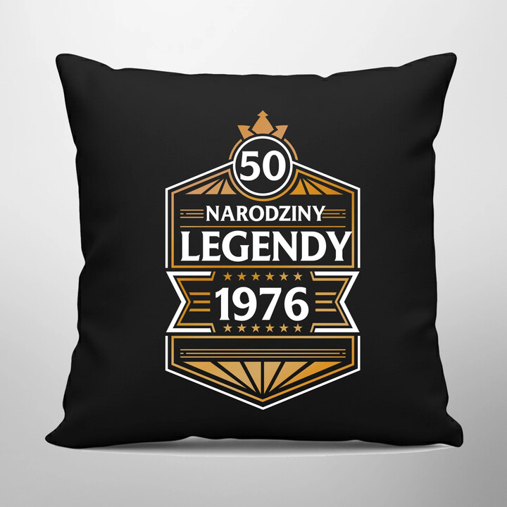50 lat - Narodziny legendy 1976 v2 - czarna poduszka na prezent