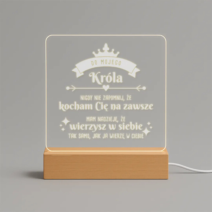 Do mojego króla - kocham Cię na zawsze - lampka led z grawerem