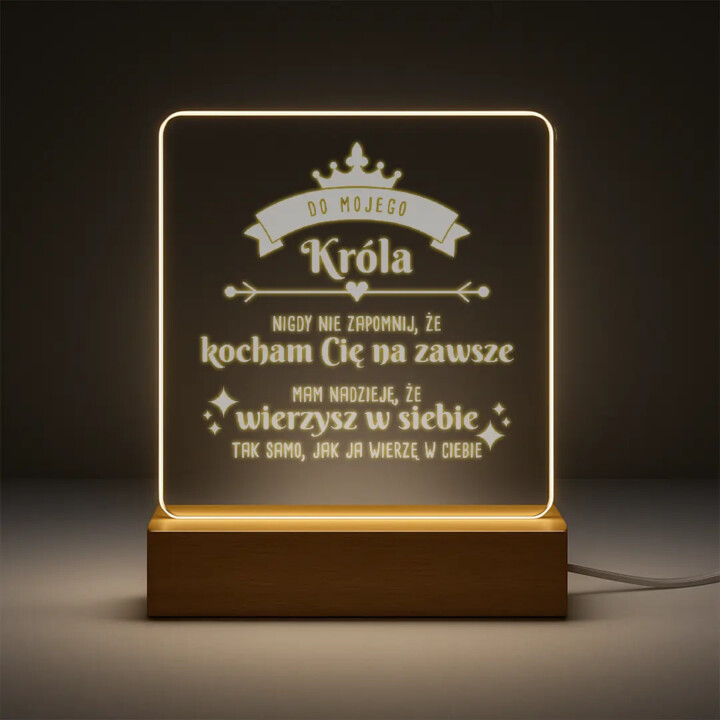 Do mojego króla - kocham Cię na zawsze - lampka led z grawerem