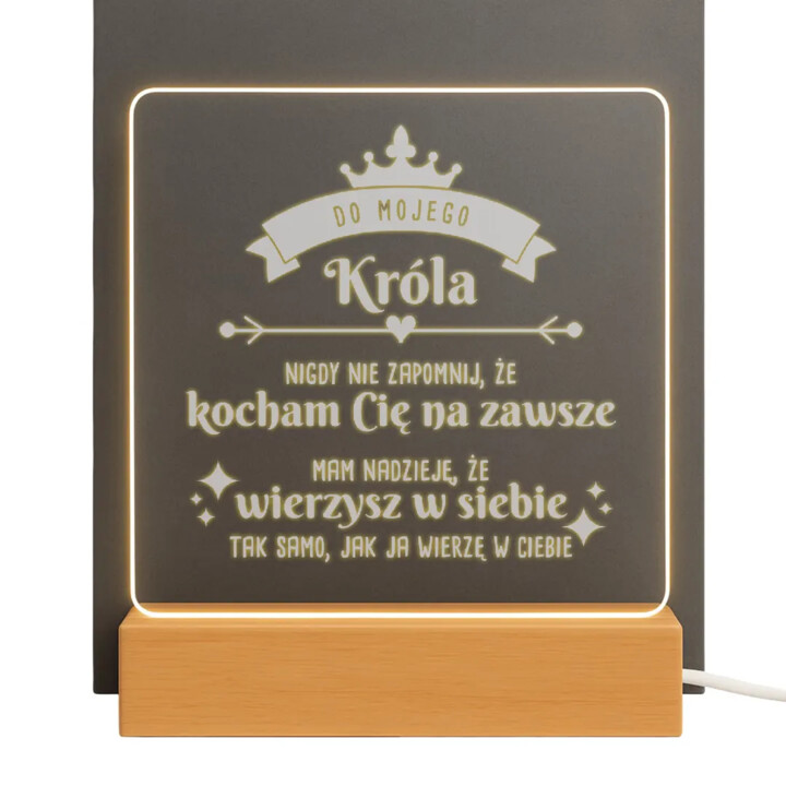 Do mojego króla - kocham Cię na zawsze - lampka led z grawerem