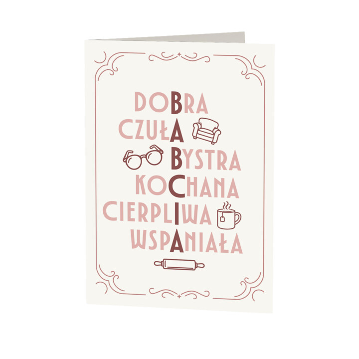 Babcia Krzyżówka - kartka okolicznościowa na prezent dla babci