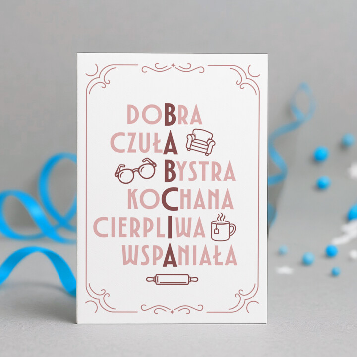 Babcia Krzyżówka - kartka okolicznościowa na prezent dla babci