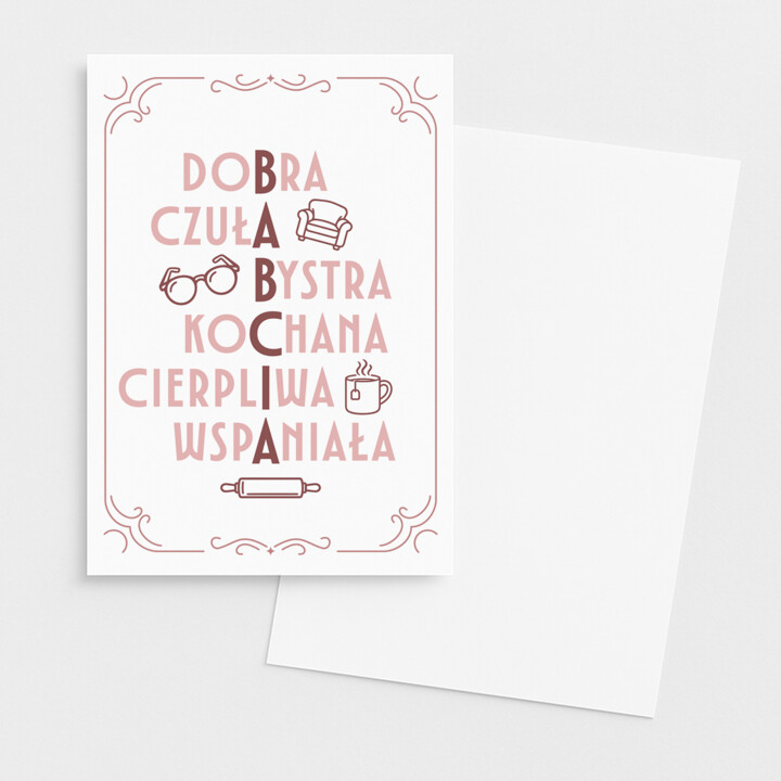 Babcia Krzyżówka - kartka okolicznościowa na prezent dla babci