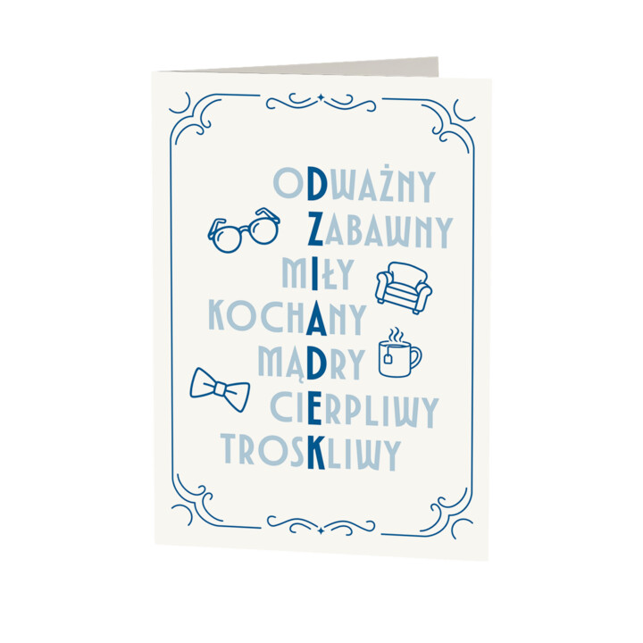 Dziadek Krzyżówka - kartka okolicznościowa na prezent dla dziadka