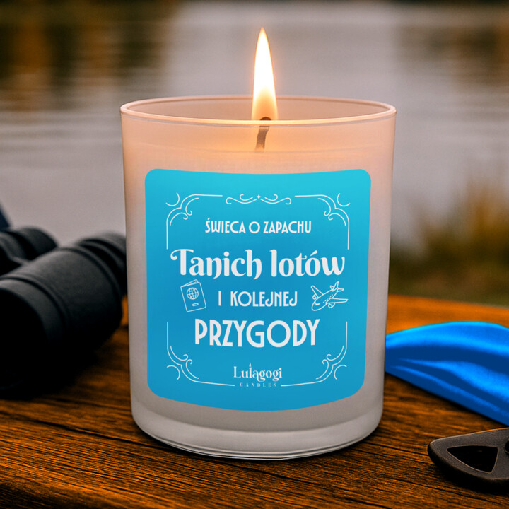 Świeca o zapachu tanich lotów i kolejnej przygody - świeczka zapachowa na prezent