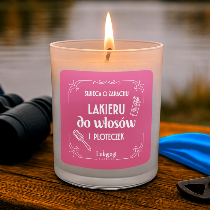 Świeca o zapachu lakieru do włosów i ploteczek - świeczka zapachowa na prezent