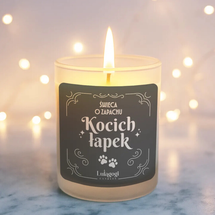 Świeca o zapachu kocich łapek - świeczka zapachowa na prezent