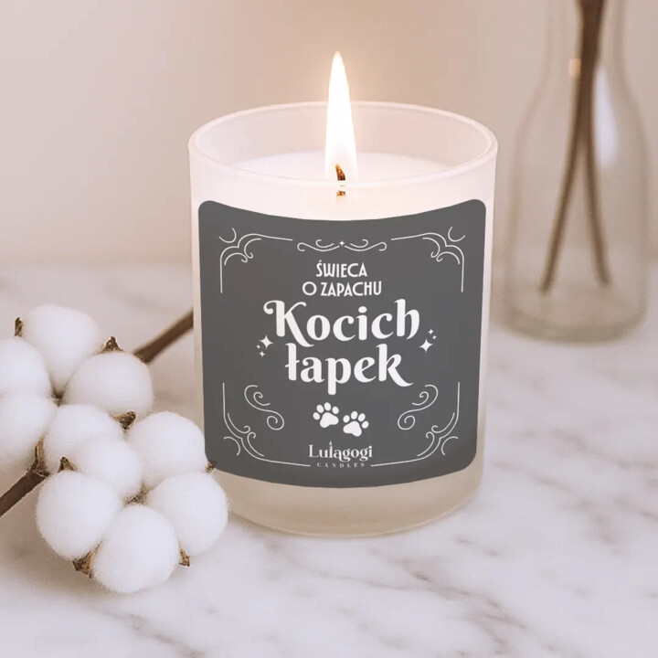 Świeca o zapachu kocich łapek - świeczka zapachowa na prezent