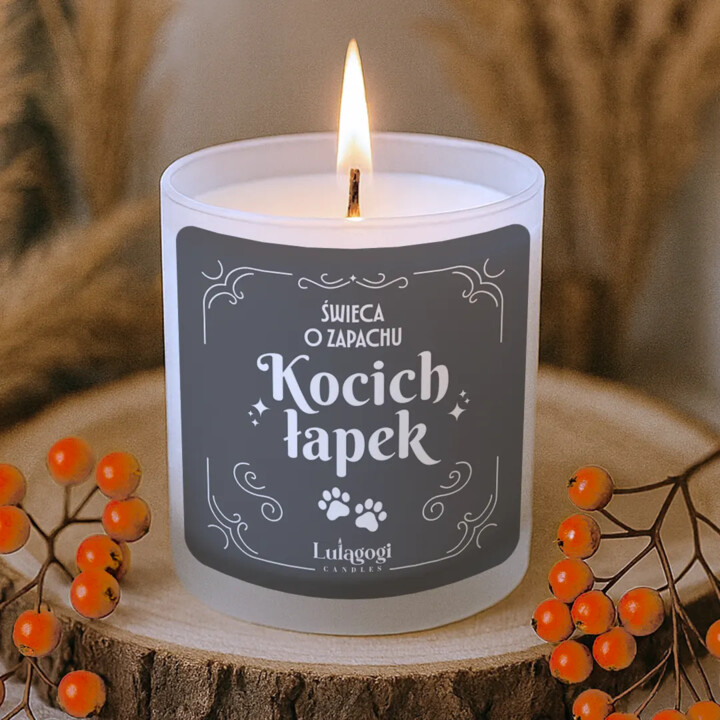 Świeca o zapachu kocich łapek - świeczka zapachowa na prezent