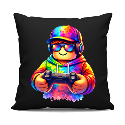 Gracz - dla fanów gry Roblox - czarna poduszka na prezent