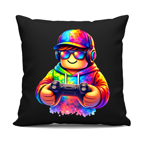 Gracz - dla fanów gry Roblox - czarna poduszka na prezent