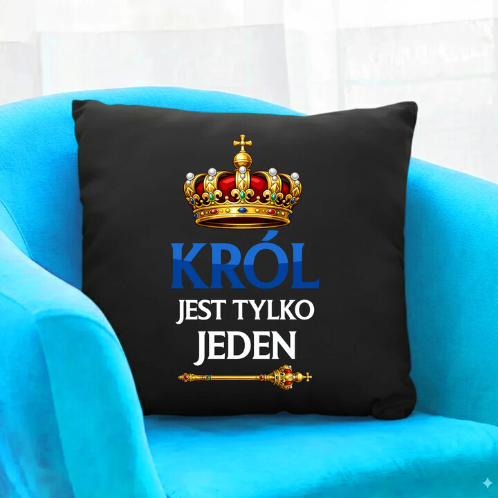 Król jest tylko jeden - czarna poduszka na prezent
