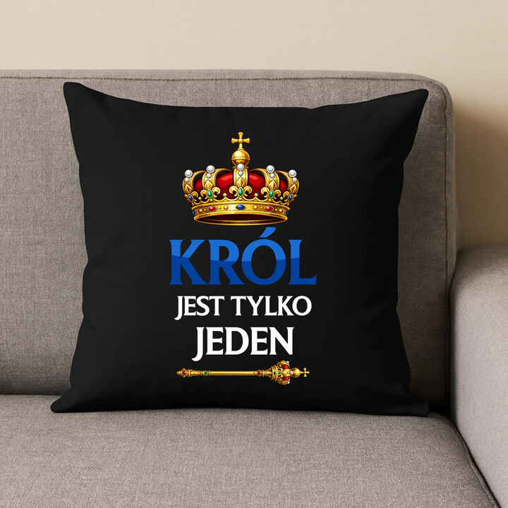 Król jest tylko jeden - czarna poduszka na prezent