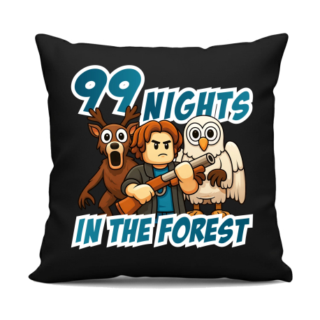 99 nights in the forest - czarna poduszka na prezent