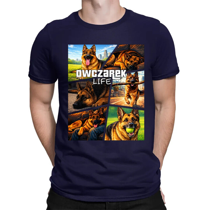 Owczarek Life - męska koszulka na prezent
