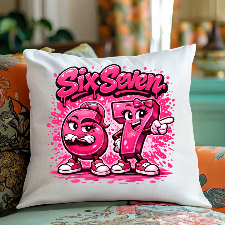 Six seven - 67 - wersja różowa - poduszka na prezent