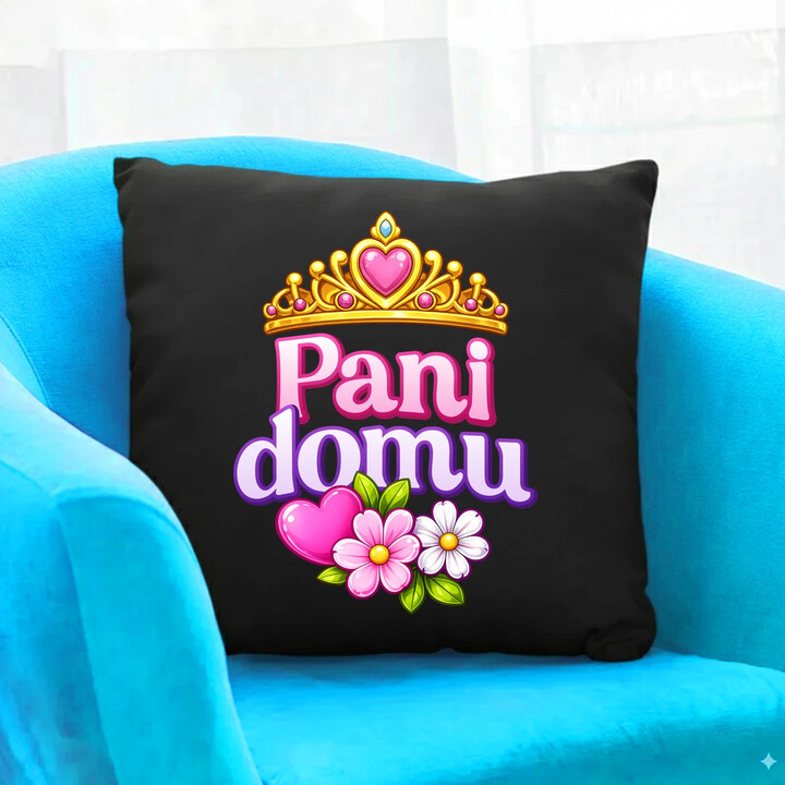 Pani domu - czarna poduszka na prezent