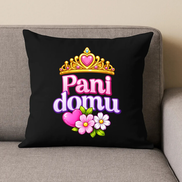 Pani domu - czarna poduszka na prezent