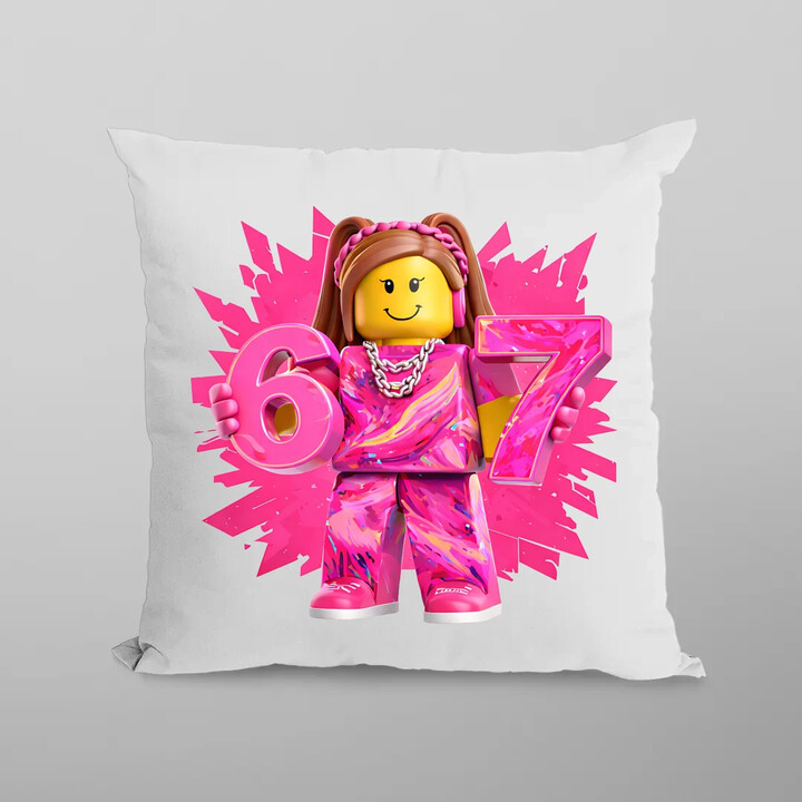 67 - Six Seven - wersja dla dziewczynki - inspirowane Roblox - poduszka na prezent