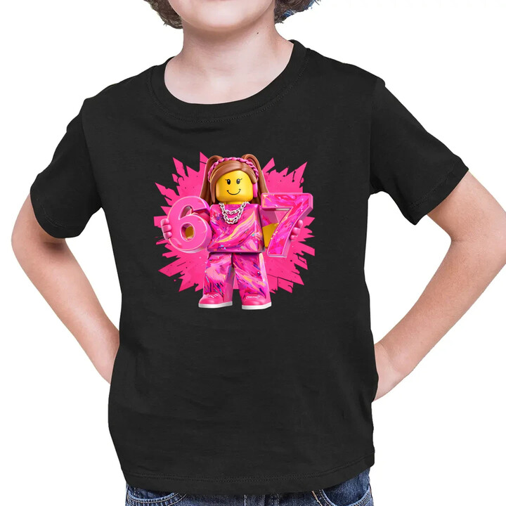 67 - Six Seven - wersja dla dziewczynki - inspirowane Roblox - dziecięca koszulka na prezent