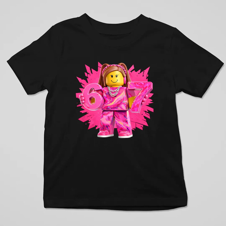 67 - Six Seven - wersja dla dziewczynki - inspirowane Roblox - dziecięca koszulka na prezent