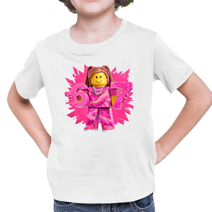 67 - Six Seven - wersja dla dziewczynki - inspirowane Roblox - dziecięca koszulka na prezent