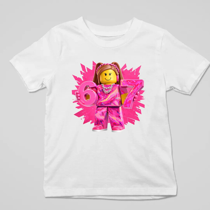 67 - Six Seven - wersja dla dziewczynki - inspirowane Roblox - dziecięca koszulka na prezent
