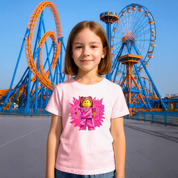 67 - Six Seven - wersja dla dziewczynki - inspirowane Roblox - dziecięca koszulka na prezent