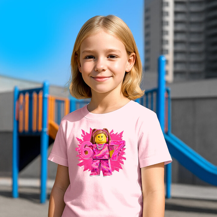 67 - Six Seven - wersja dla dziewczynki - inspirowane Roblox - dziecięca koszulka na prezent