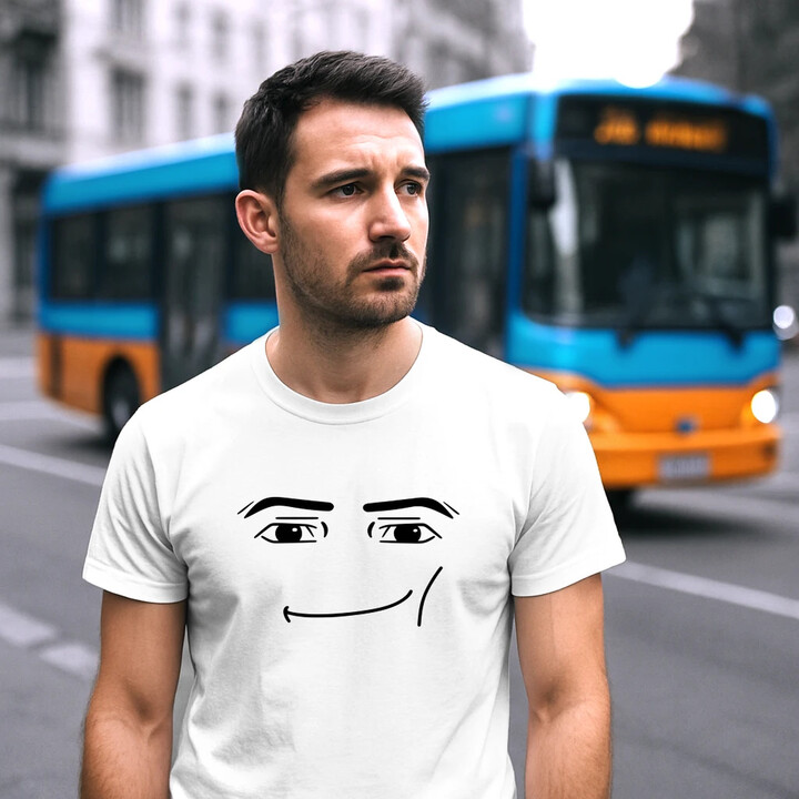 Man face - dla fanów gry Roblox - męska koszulka na prezent