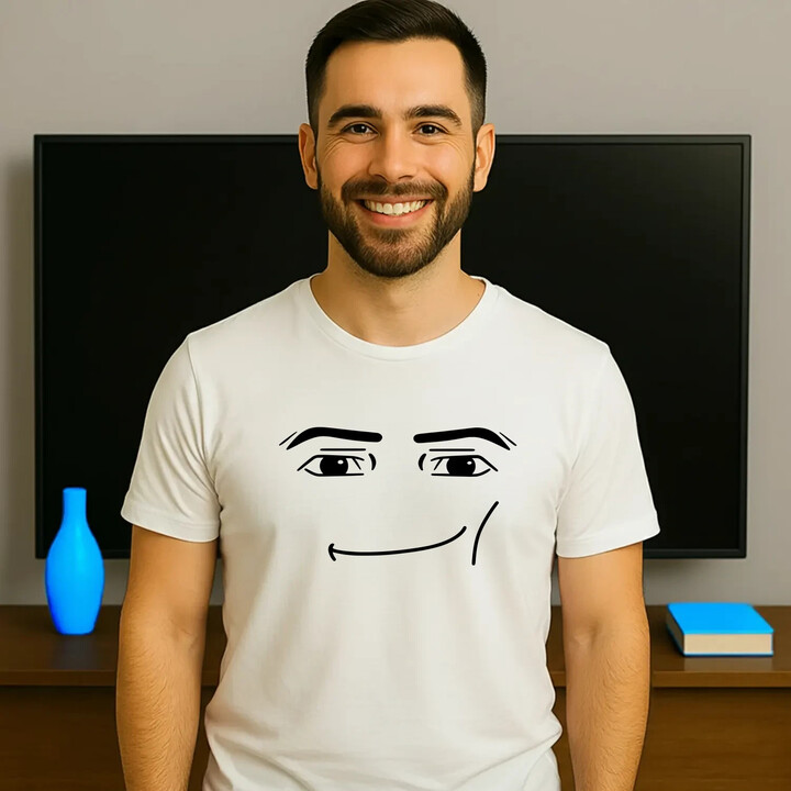 Man face - dla fanów gry Roblox - męska koszulka na prezent