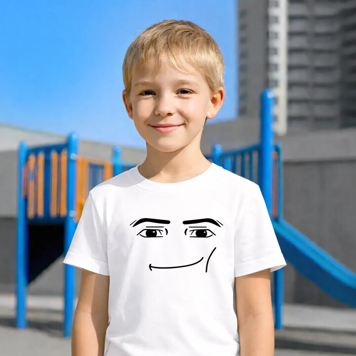 Man face - dla fanów gry Roblox - dziecięca koszulka na prezent
