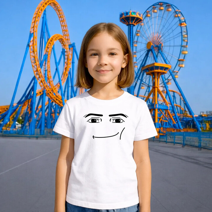 Man face - dla fanów gry Roblox - dziecięca koszulka na prezent