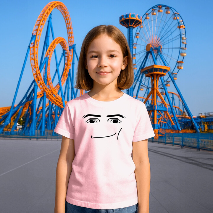 Man face - dla fanów gry Roblox - dziecięca koszulka na prezent