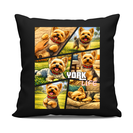 York life - czarna poduszka na prezent